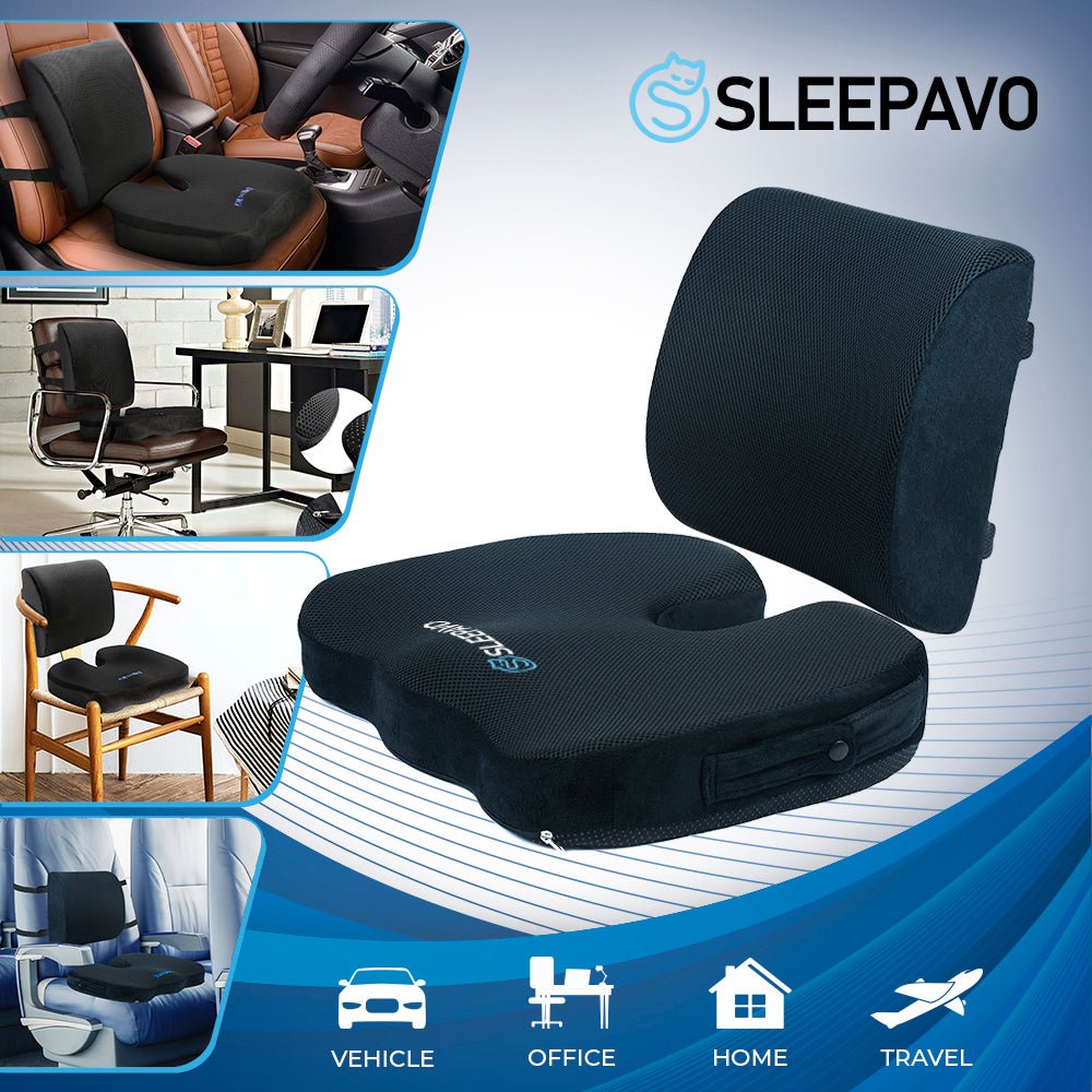 Cooling Gel Memory Foam Seat and Back Cushion Set - Sleepavo