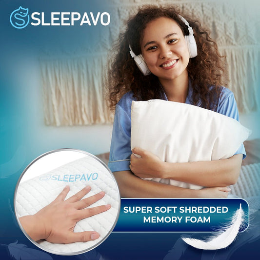 Deluxe Shredded Memory Foam Pillows 2-Pack (King Size) - Sleepavo