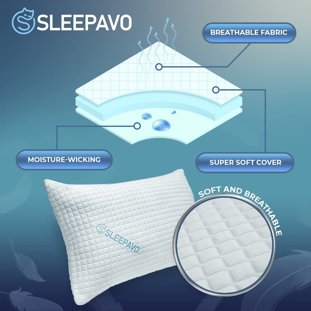 Deluxe Shredded Memory Foam Pillows 2-Pack (Queen Size) - Sleepavo