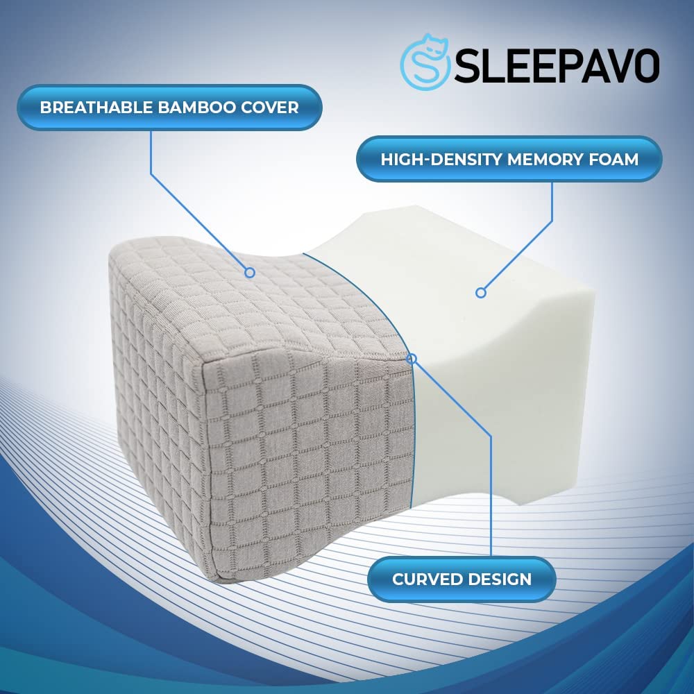 SNOOZE Sleep Fix Knee Pillow, Leg Pillow with Memory Foam - Vysta Health